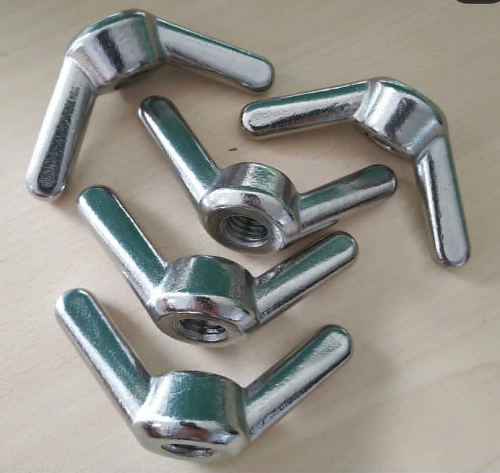 Metallic hardware on a workbench
